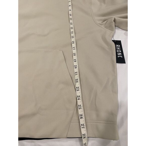 RHONE Range Pullover Hoodie Mens XL Tan/Beige Lightweight Fleece backed Pockets - Picture 9 of 10